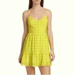 Alice + Olivia | Fae Eyelet Lace Mini Dress in Lemon Sorbet Yellow Size 6 NWT